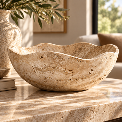 Beige Wavy-Edge Decorative Bowl