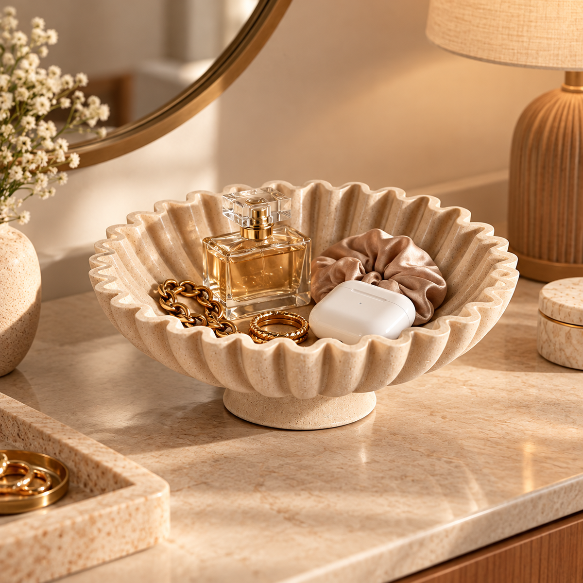 Sculptural decorative bowl in a calm, neutral interior