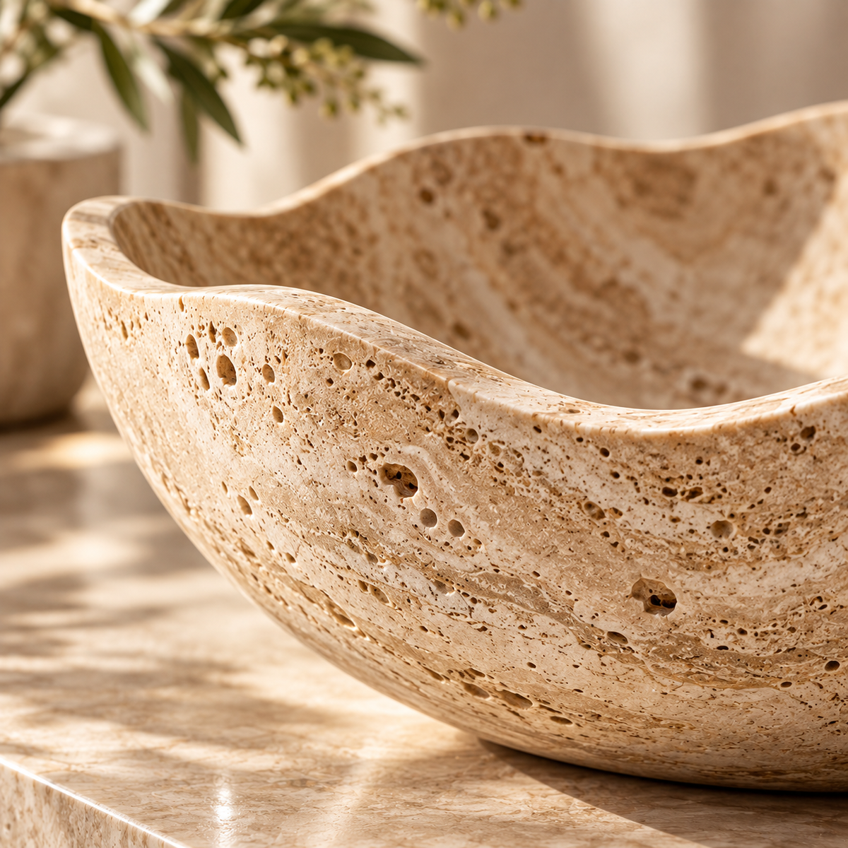 Beige Wavy-Edge Decorative Bowl